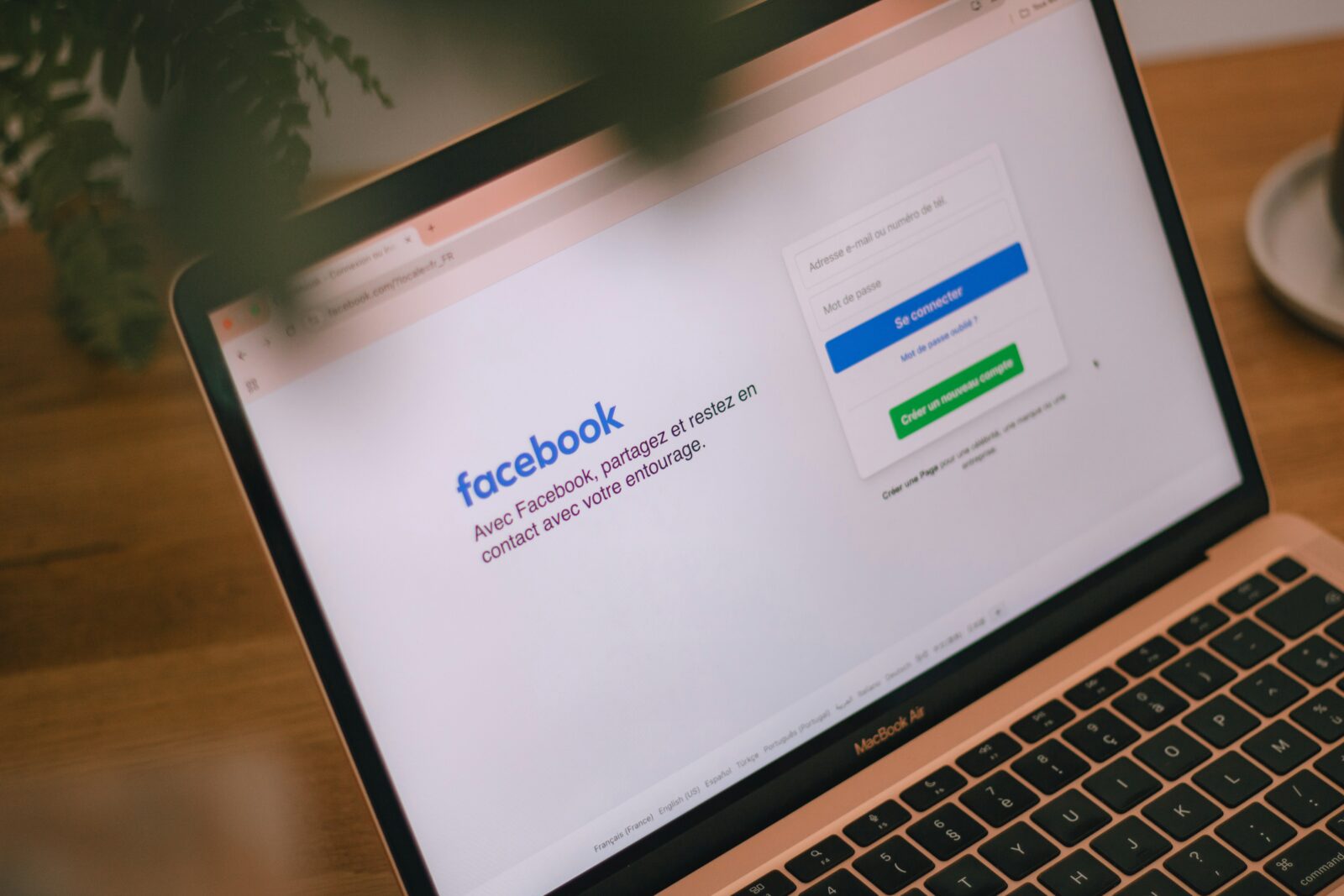 Facebook phishing warning and fake login page